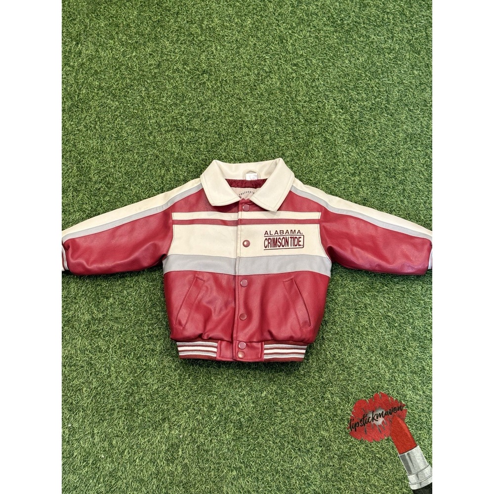 Alabama Jacket Toddlers 2T Faux Leather Crimson Roll Tide Football